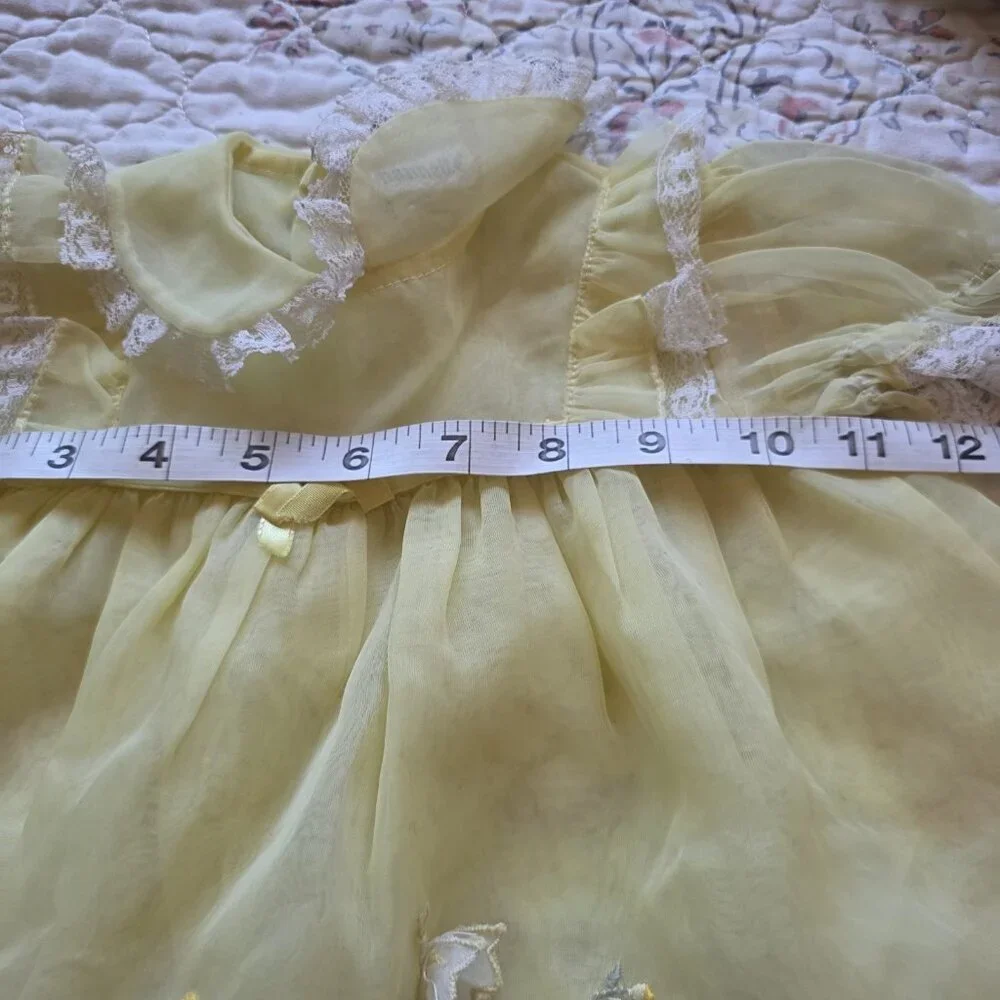 Nanette Vintage Yellow Shear Nylon Dress Baby Size 9 Months